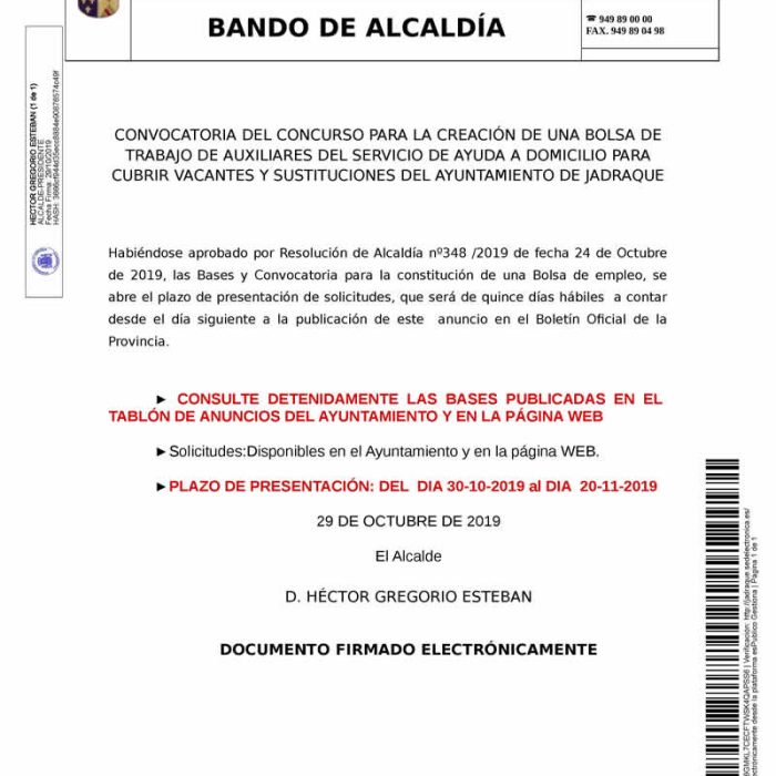 Bolsa de Trabajo Ayuda a Domicilio