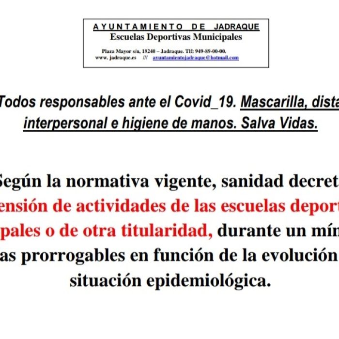 Suspensión Escuelas Deportivas