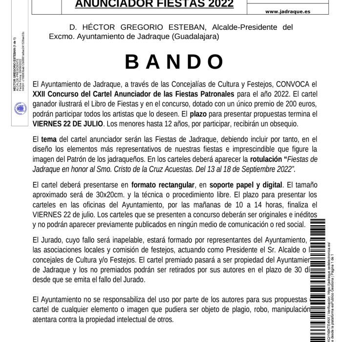 Cartel anunciador Fiestas Patronales