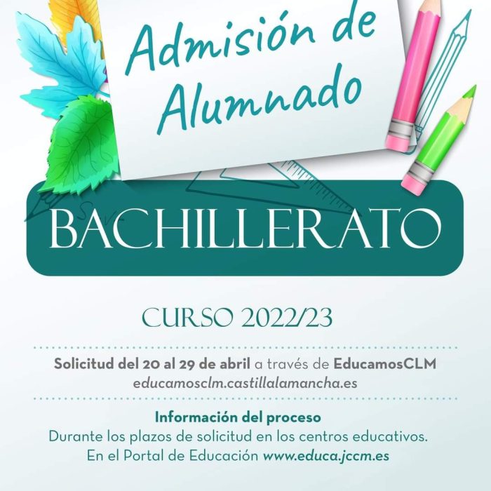 Abierto Plazo Solicitud enseñanzas de Bachillerato