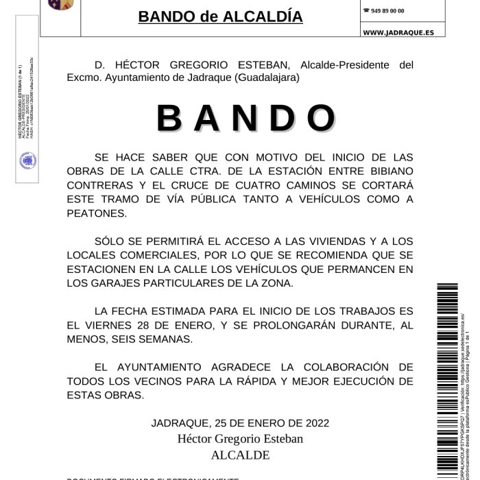 Bando corte trafico Ctra. de la Estación