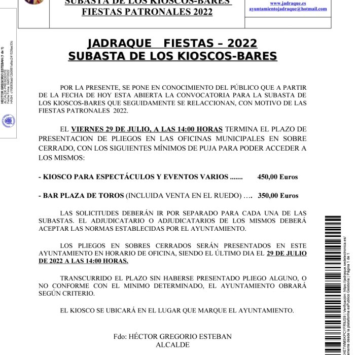 Bando de Alcaldia – Kiosco Fiestas