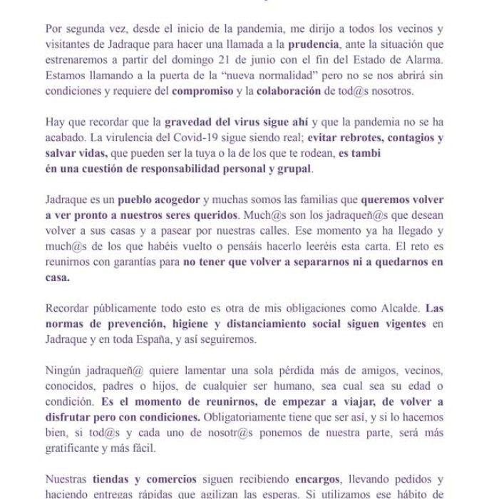 Carta del Alcalde