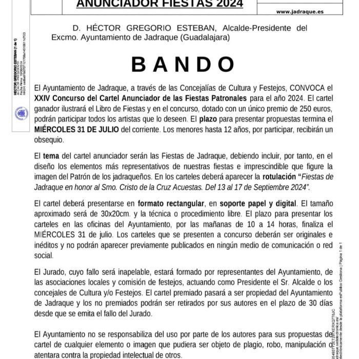 XXIV Concurso del cartel anunciador Fiestas 2024