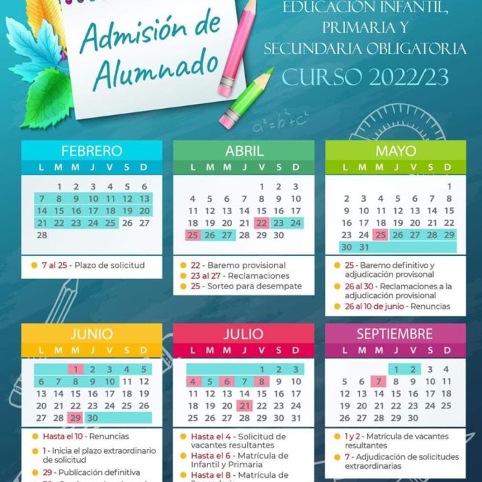 Calendario Admisiómn Alumnado