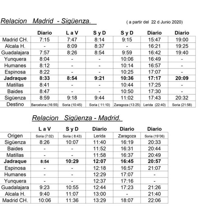 Horario trenes