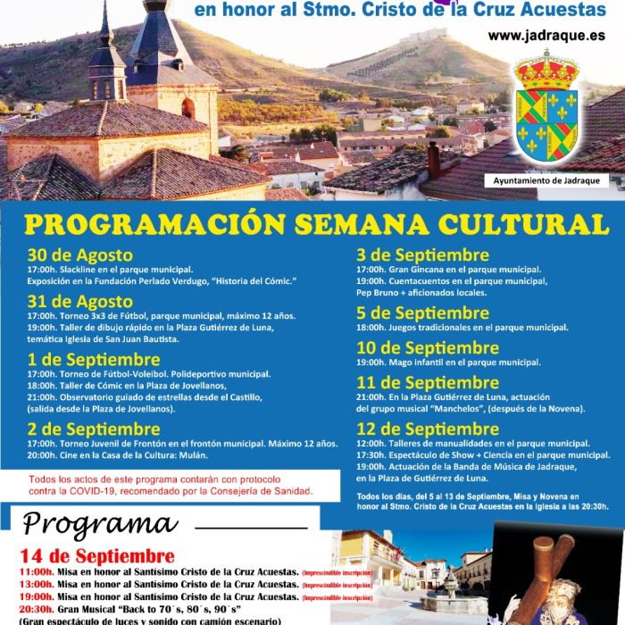 Programación de actos en honor al Stmo. Cristo de la Cruz Acuestas