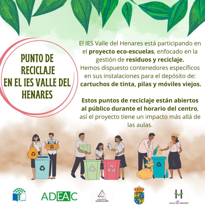 Punto de reciclaje en el IES Valle del Henares